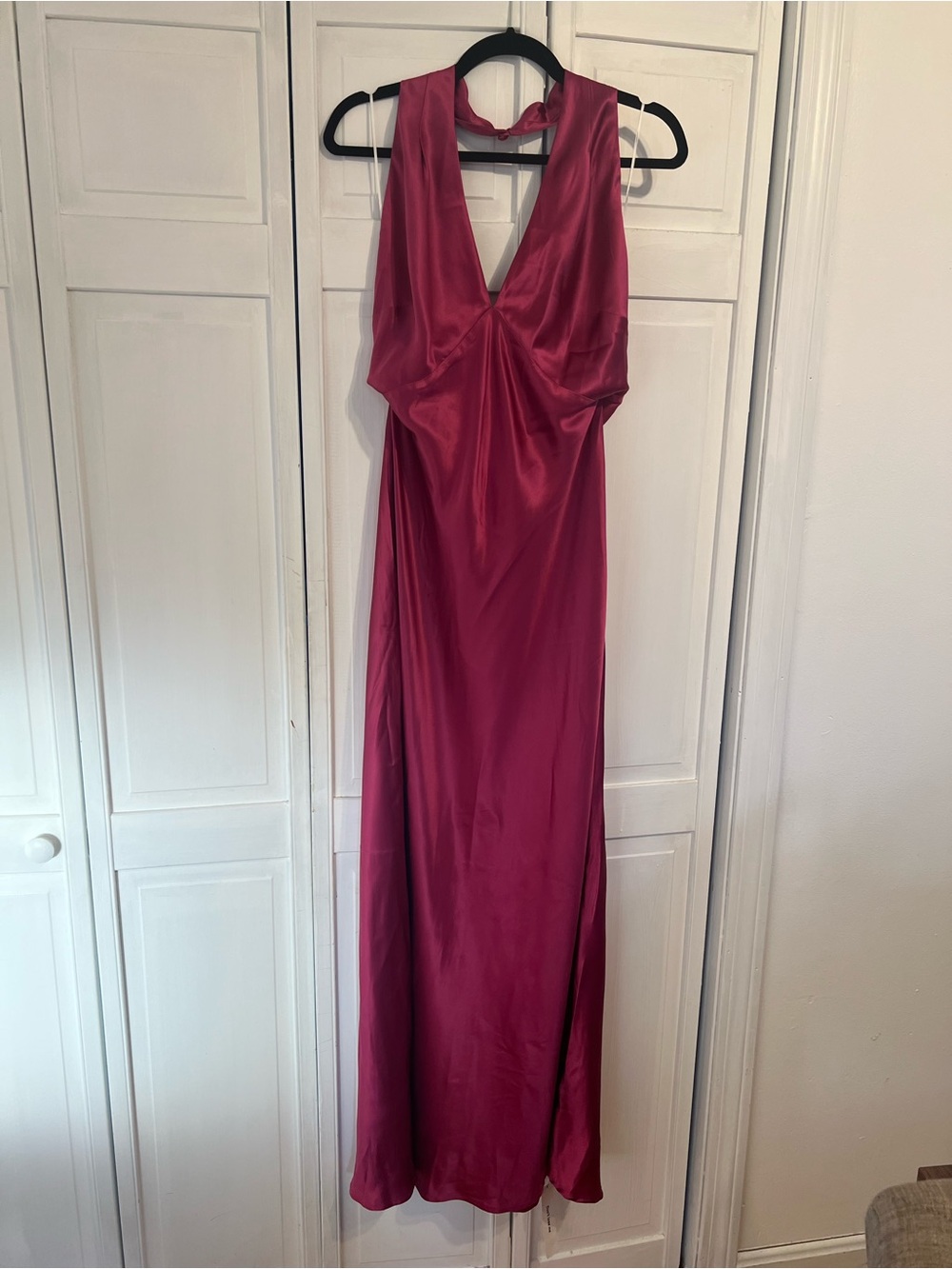NWT Reformation Daniela Silk Halter Maxi Dress in Hibiscus - Picture 9 of 9